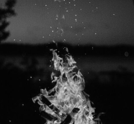 Bonfire in front of lake