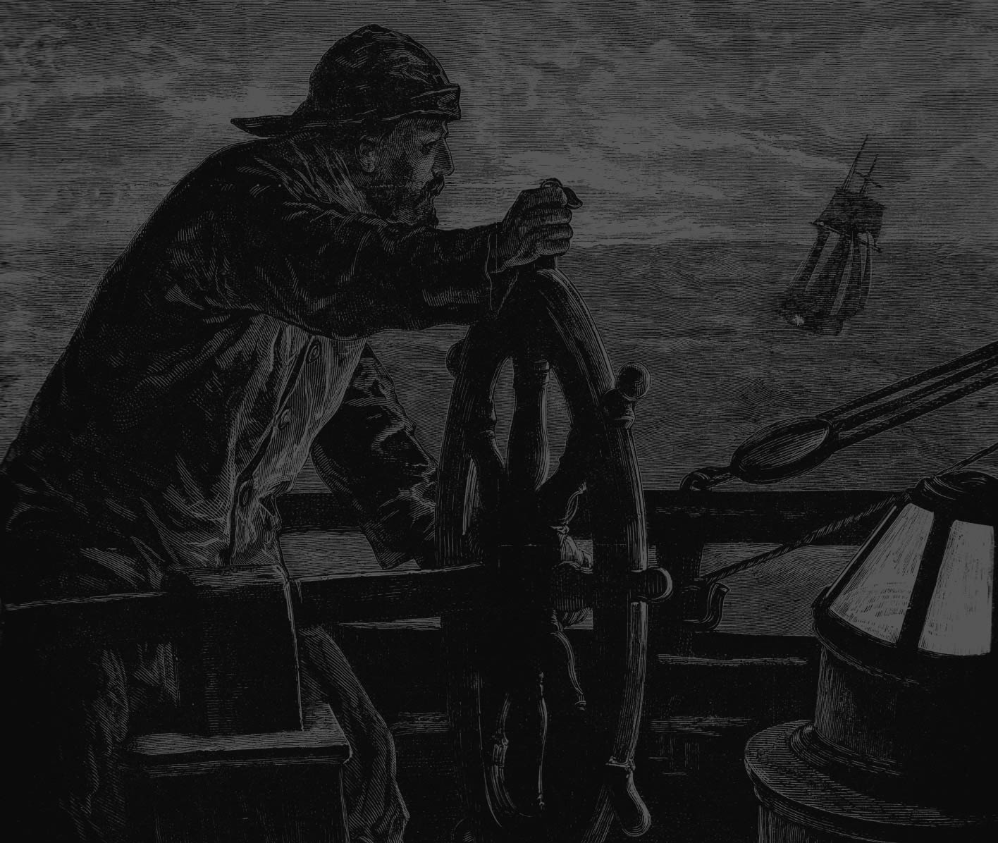 Illustration of captain at wheel